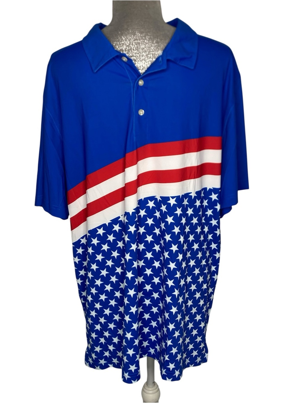 Chubbies Mens "All American Flag" USA Performance Polo 2XL